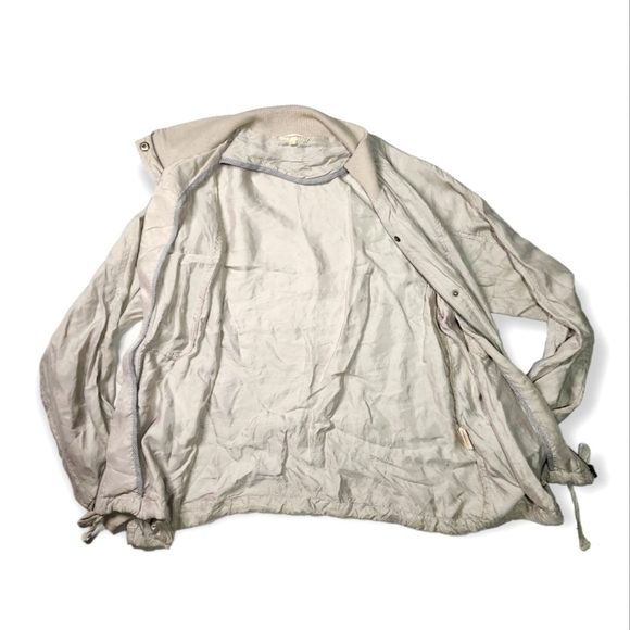 Mystree Large Lightweight Bomber Jacket Off White Crew Neck Long Sleeve - Picture 4 of 5